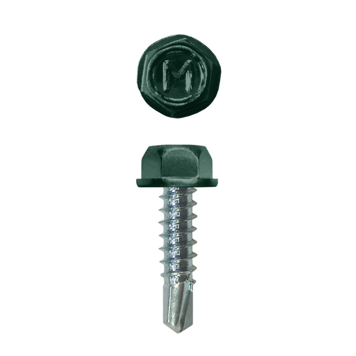 Саморез для забора по металлу Daxmer 4,8х19 без шайбы св.№2 (500шт) RAL 6005