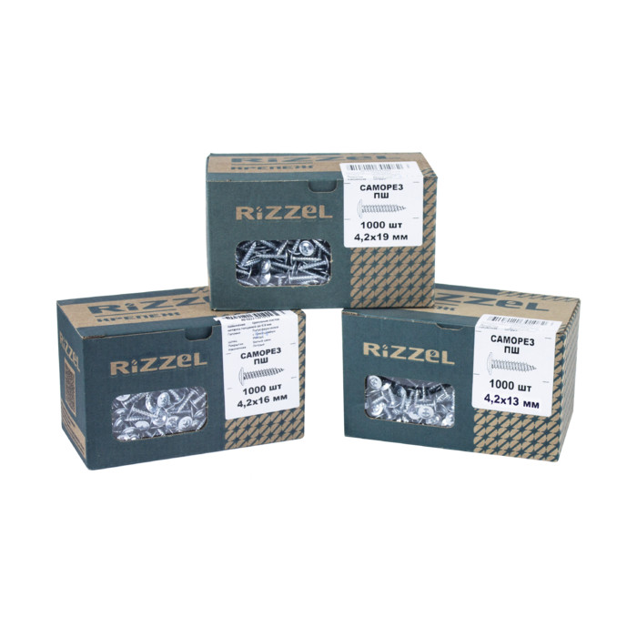 Саморез ПШ Rizzel 4,2х19 (500шт) шлиц PH2, цинк